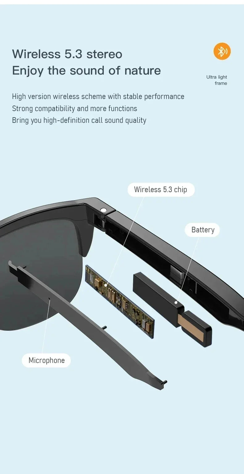 Occhiali da Sole Intelligenti con Auricolari Bluetooth - Massima Protezione e Comfort